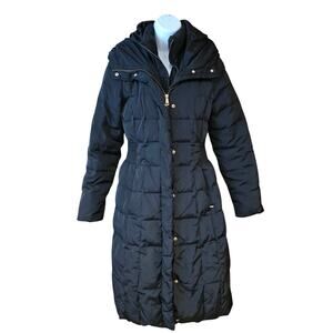 Cola Haan Signature, black 32" Hooded Taffeta Down Coat- AS IS- sz XS